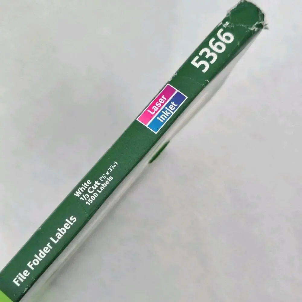 Avery TrueBlock #5366 Laser InkJet White Filing Labels 1/3 Cut 1500 Labels Pack